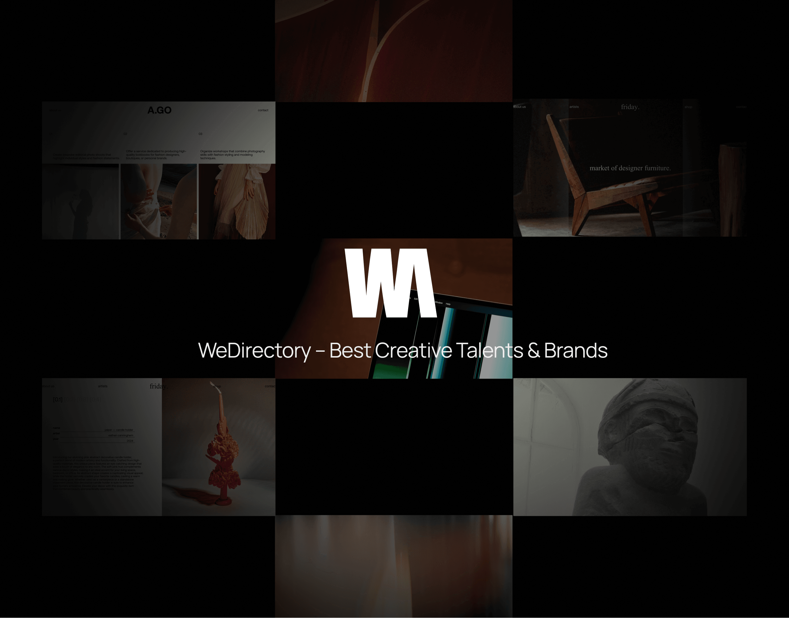 3D globe of creative websites showcasing art, culture, photography, fashion, film, and design categories on WeDirectory, representing global digital visibility and discovery.