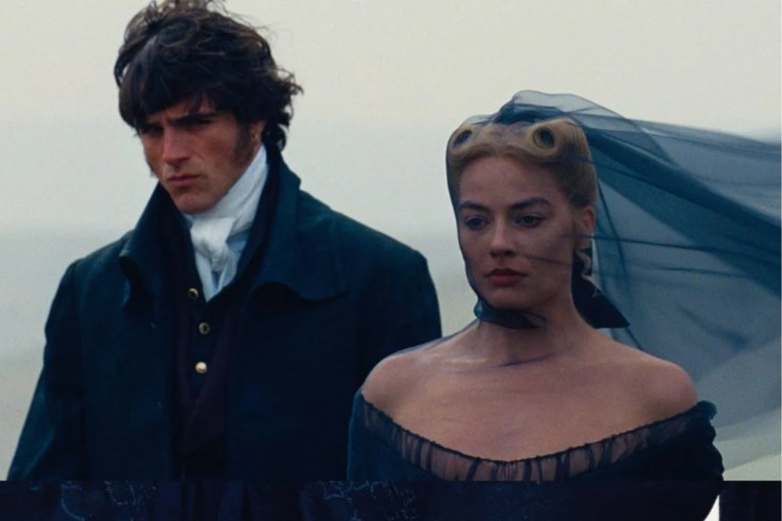 Jacob Elordi and Margot Robbie as Heathcliff and Catherine Earnshaw in Emerald Fennell’s 2026 film adaptation of Wuthering Heights.