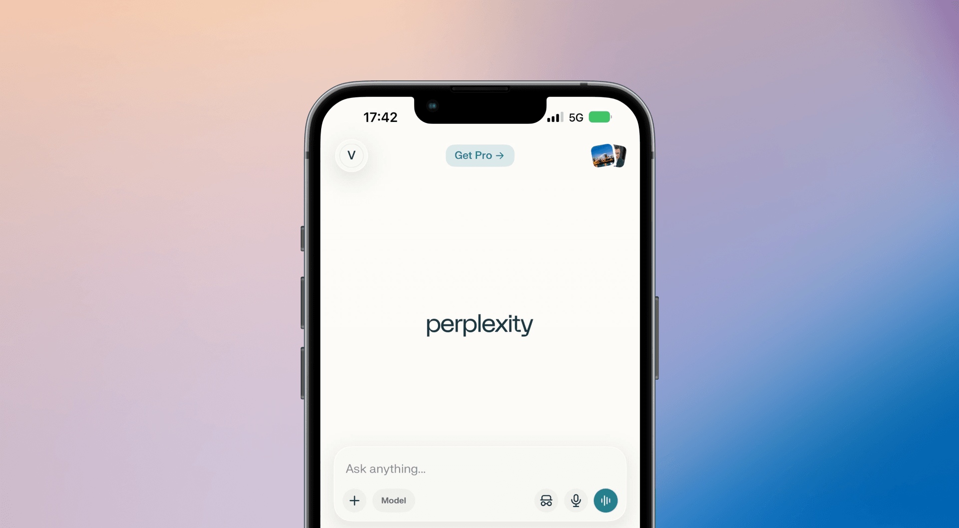 AI search interface on mobile showing conversational query input, representing new ways of discovering content online through AI tools.